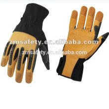 Золотой натуральная кожа механик перчатки с резиновой защитой кулака 
